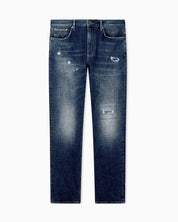 Slim-fit five-pocket jeans in distressed stretch denim
