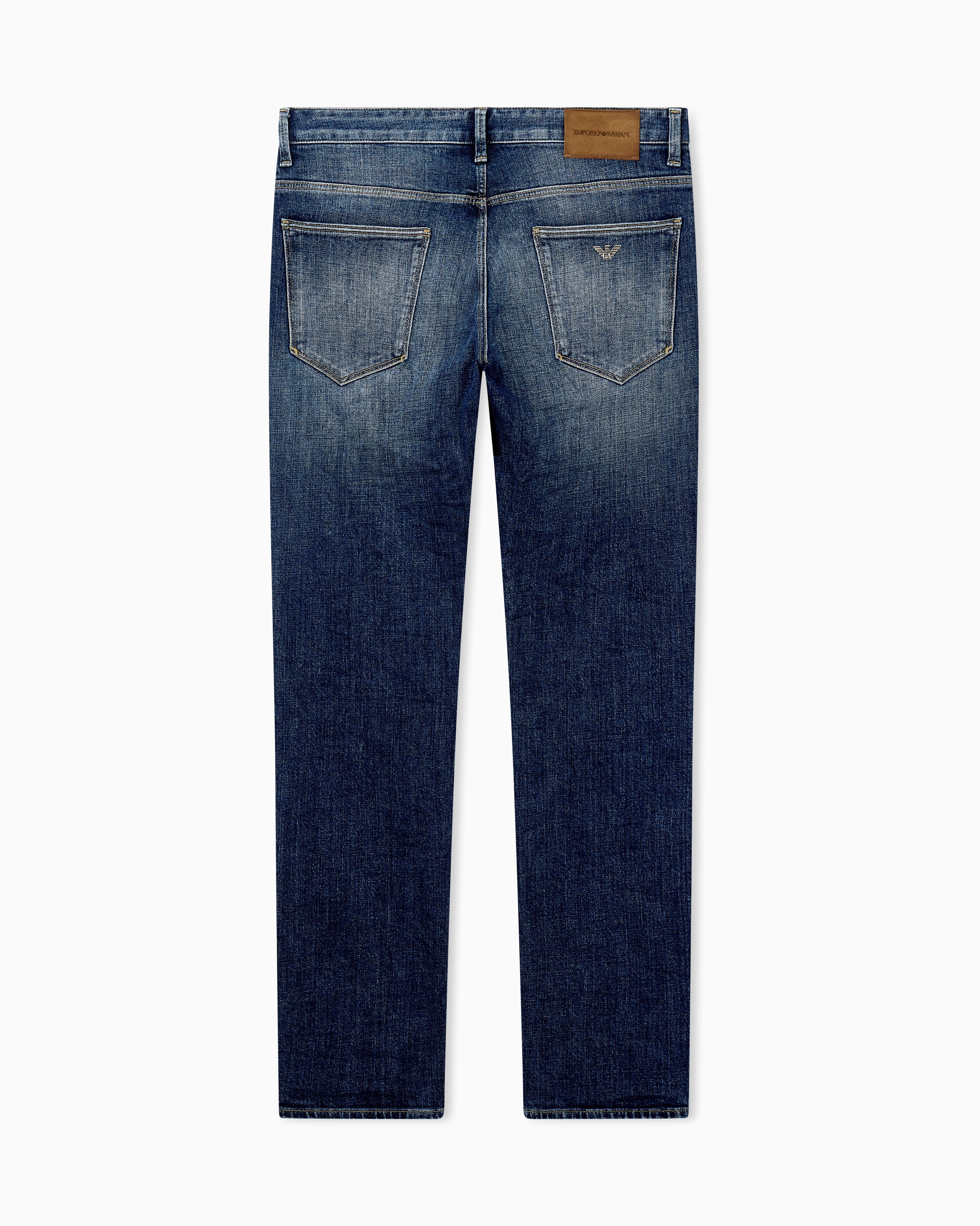 Slim-fit five-pocket jeans in distressed stretch denim