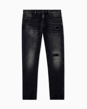Five-pocket jeans slim fit distressed with paint splatters