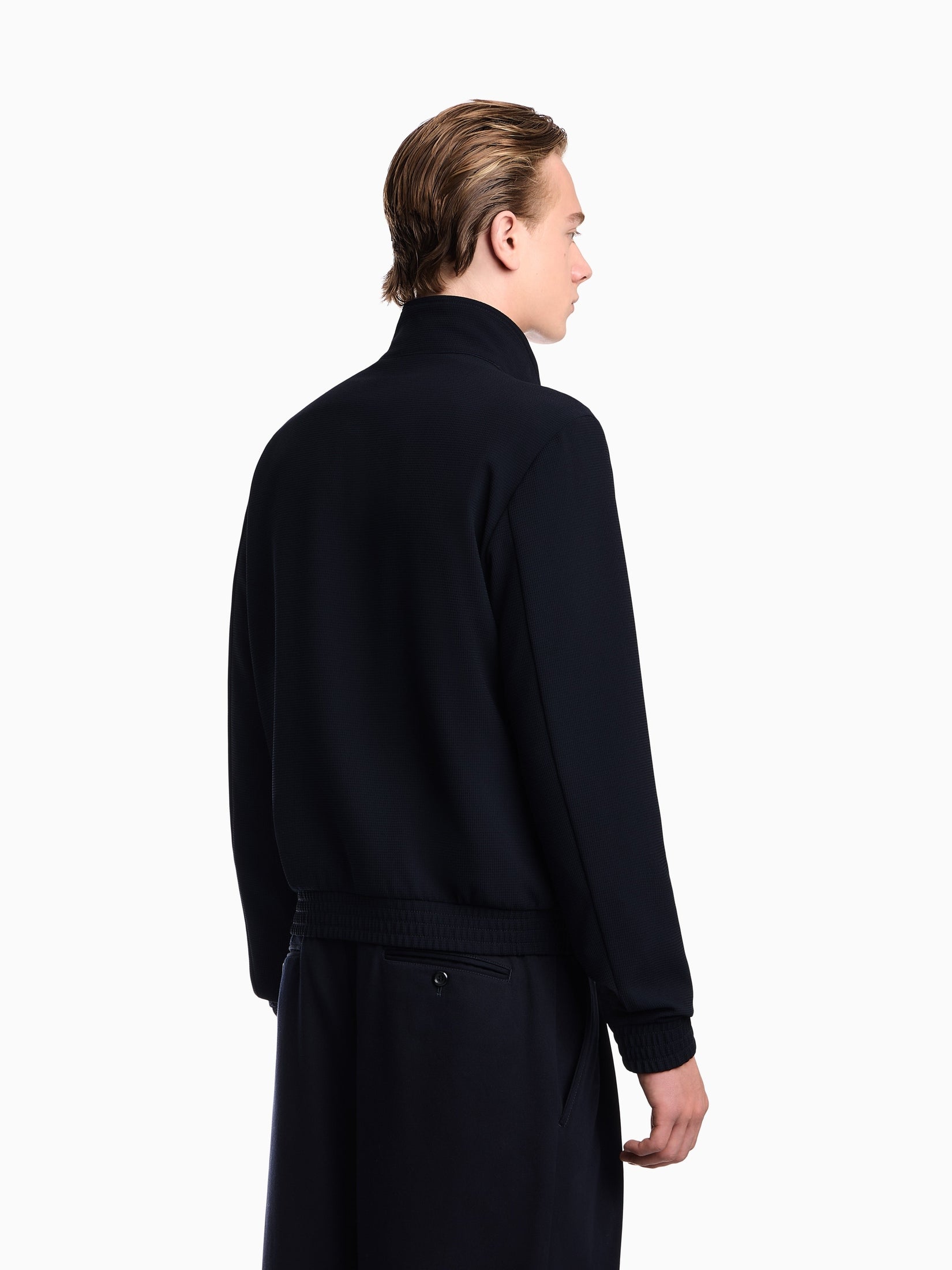 Full-zip blouson in 3d crepe jersey Signature Capsule
