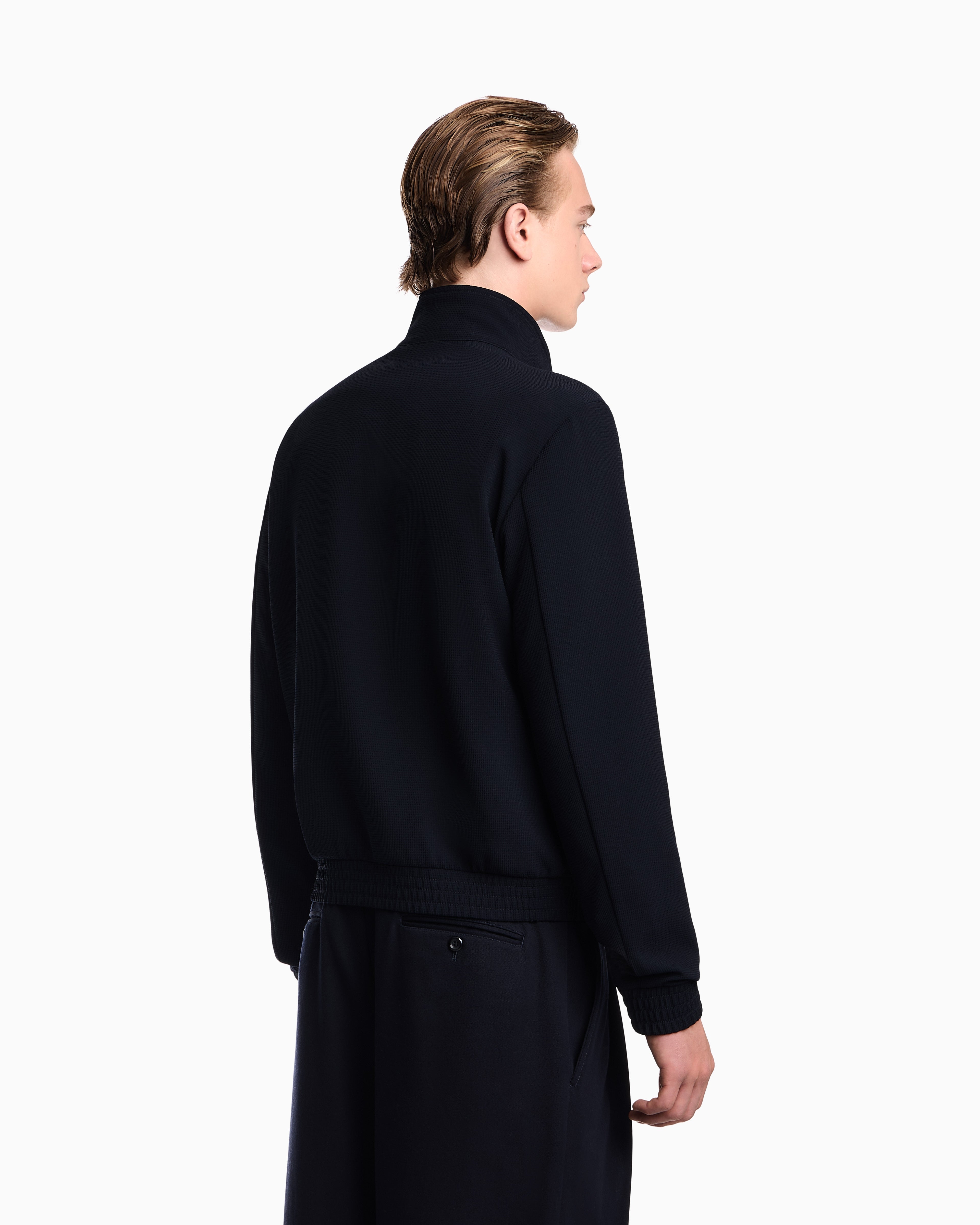 Full-zip blouson in 3d crepe jersey Signature Capsule