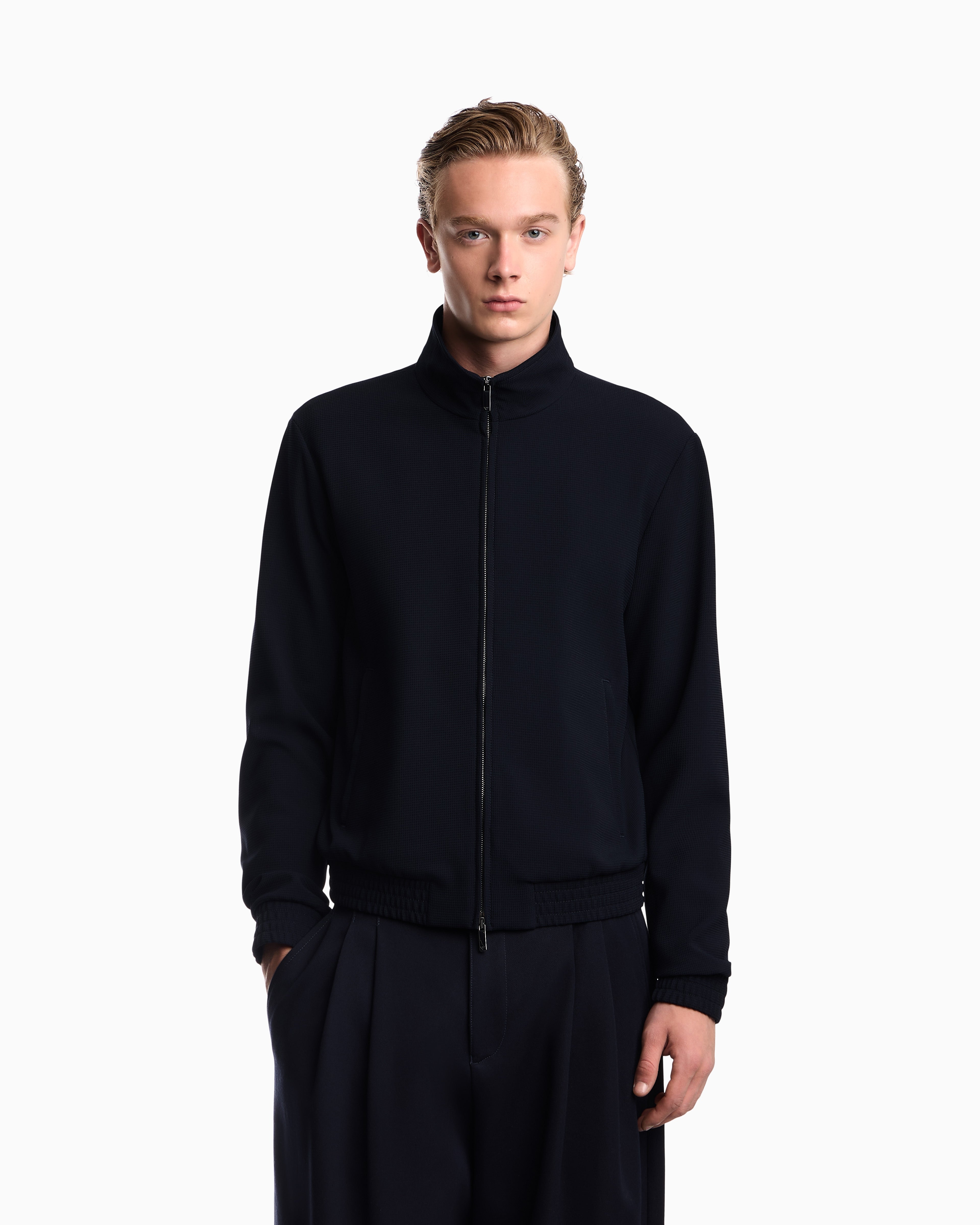 Full-zip blouson in 3d crepe jersey Signature Capsule