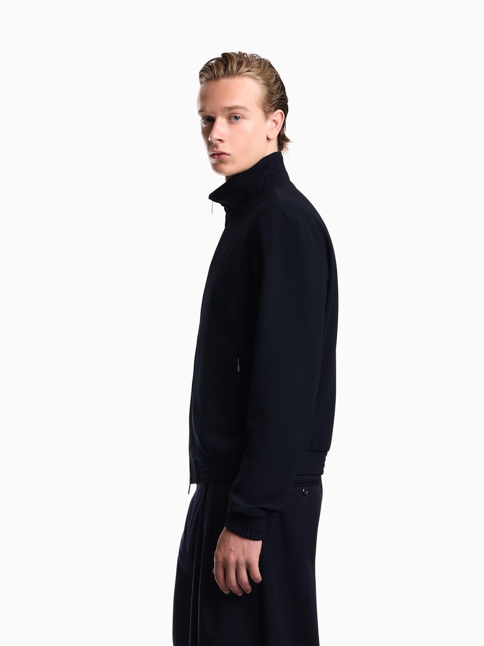 Full-zip blouson in 3d crepe jersey Signature Capsule