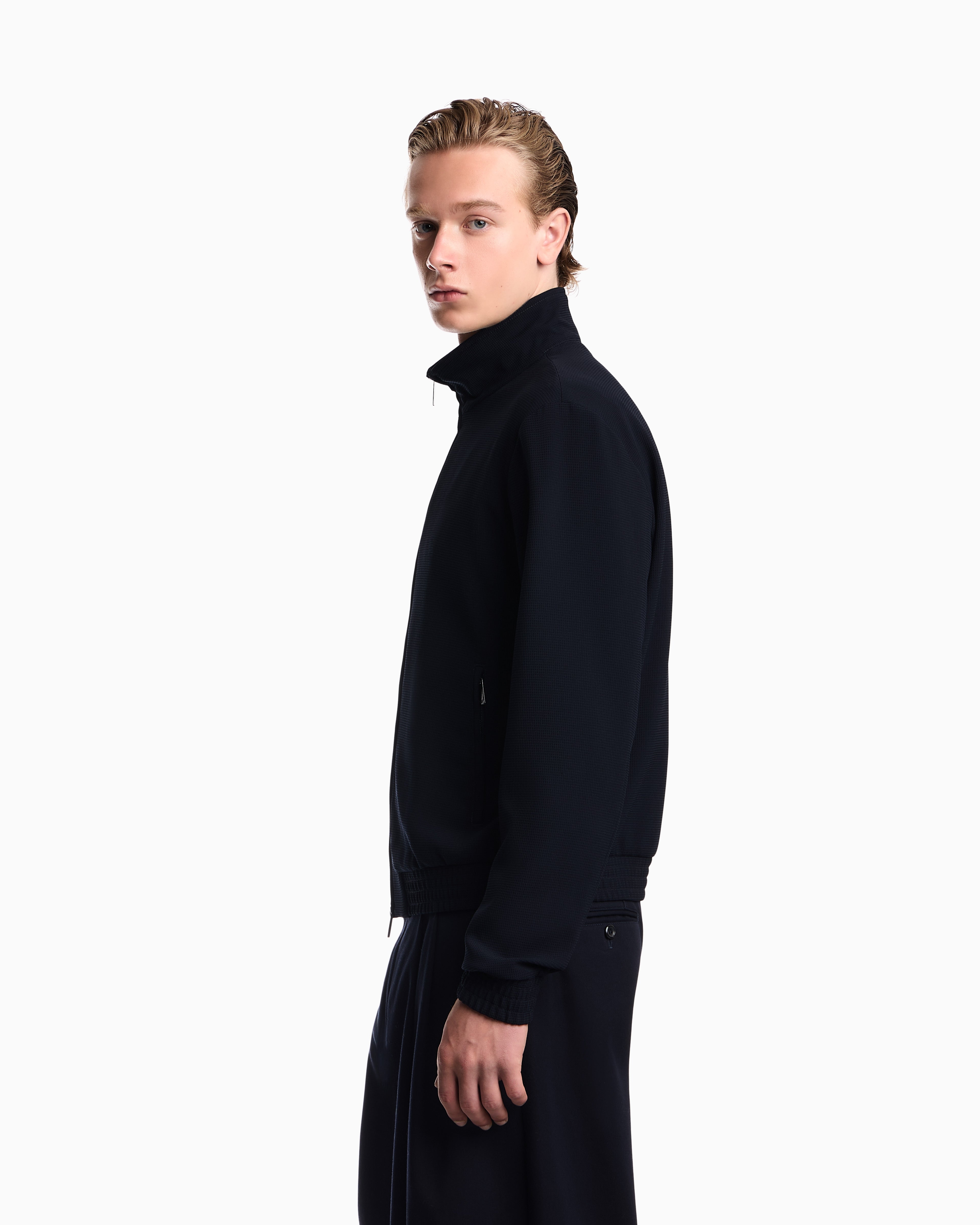 Full-zip blouson in 3d crepe jersey Signature Capsule