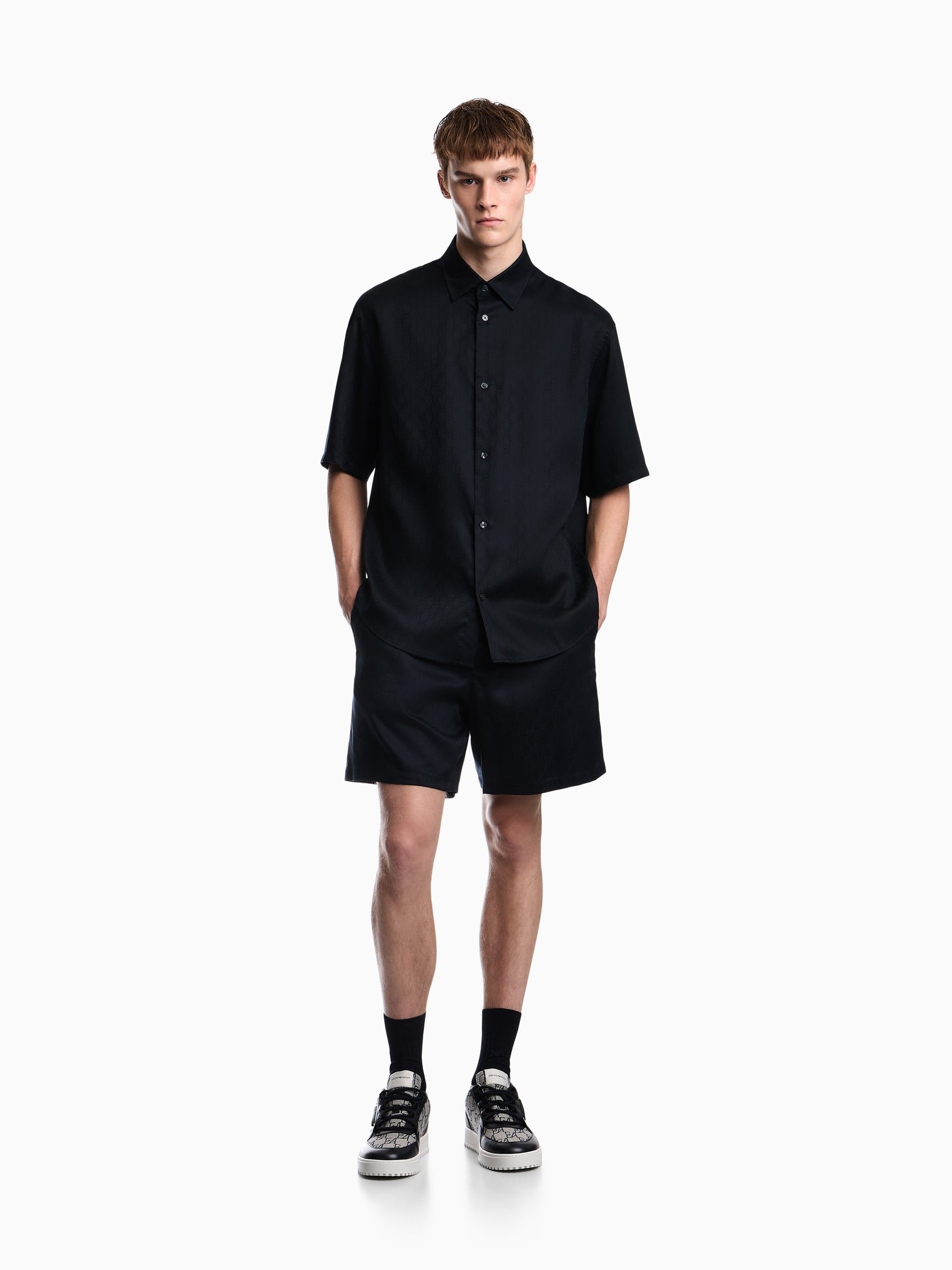 Shirt in lyocell jacquard with a regular fit