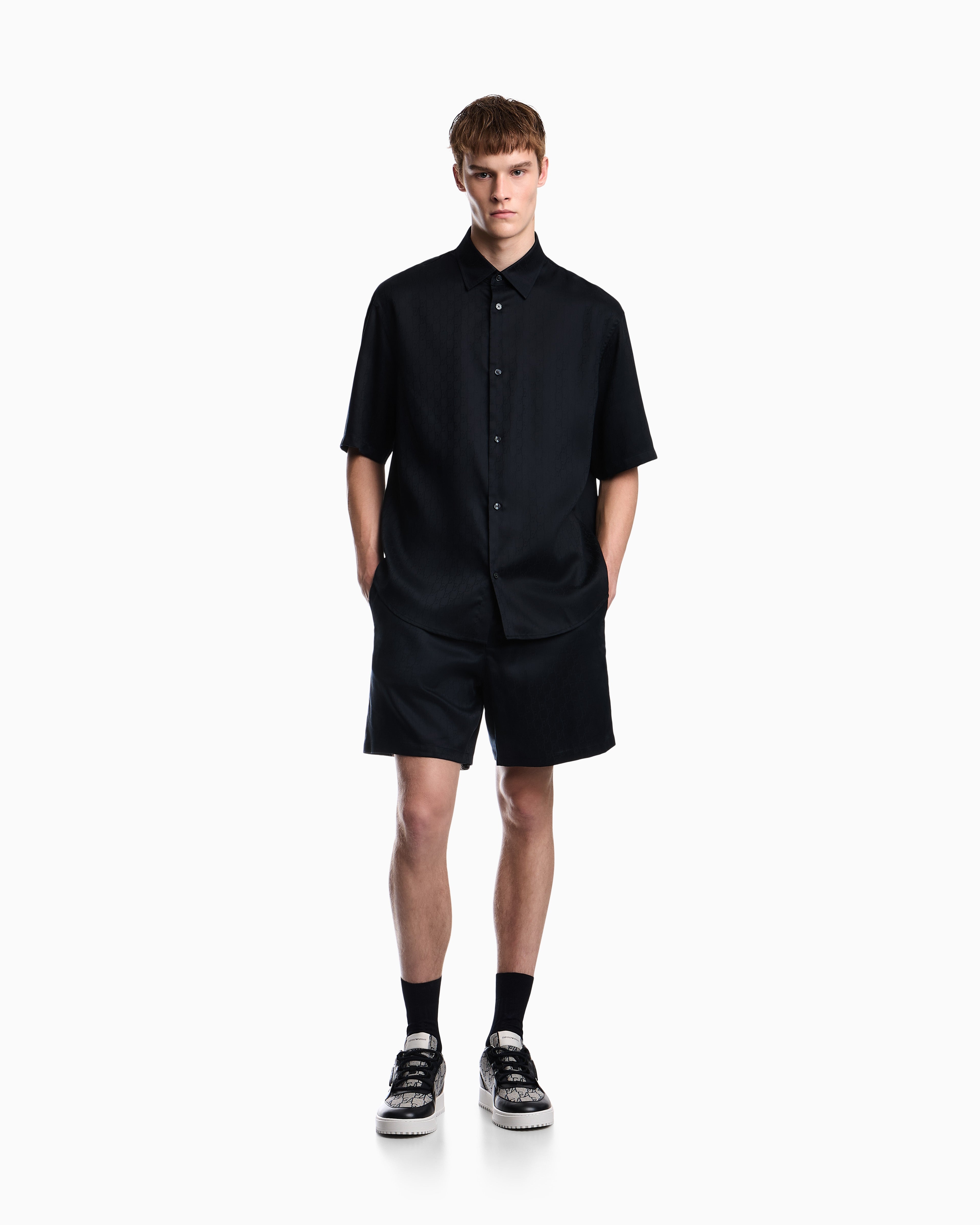Shirt in lyocell jacquard with a regular fit
