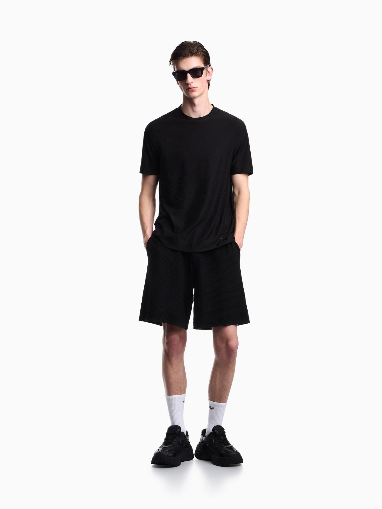 Jersey Jacquard T-Shirt with All-Over Motif