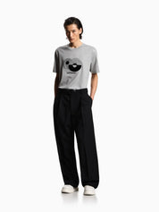 Jersey T-shirt with op-art embroidery