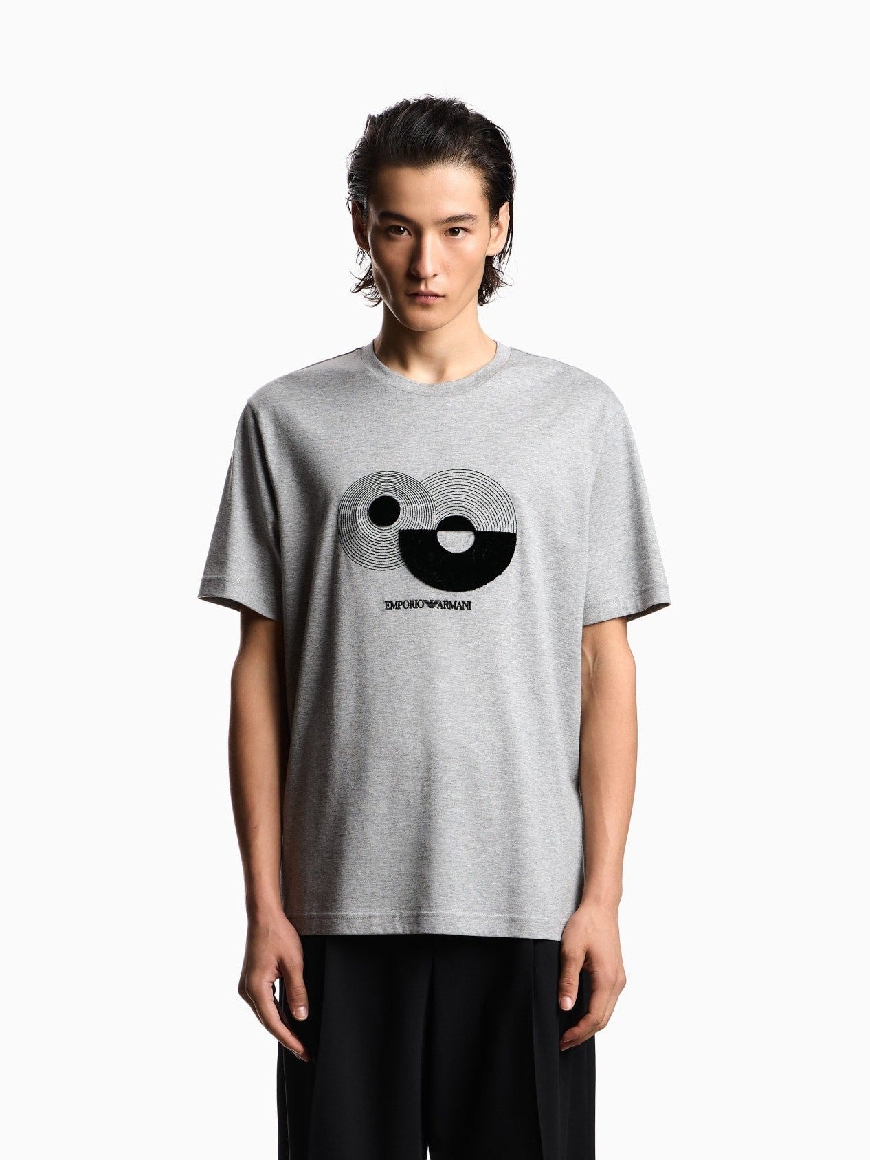Jersey T-shirt with op-art embroidery
