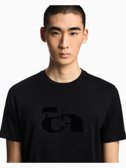 Jersey T-shirt with op-art embroidery