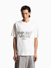 Heavy jersey T-shirt with embossed logo embroidery