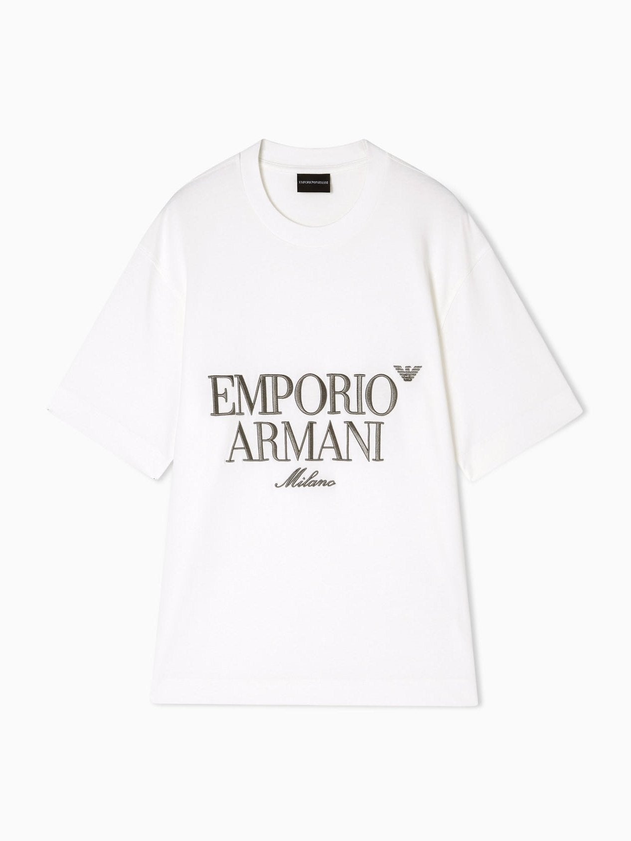 Heavy jersey T-shirt with embossed logo embroidery