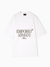 Heavy jersey T-shirt with embossed logo embroidery