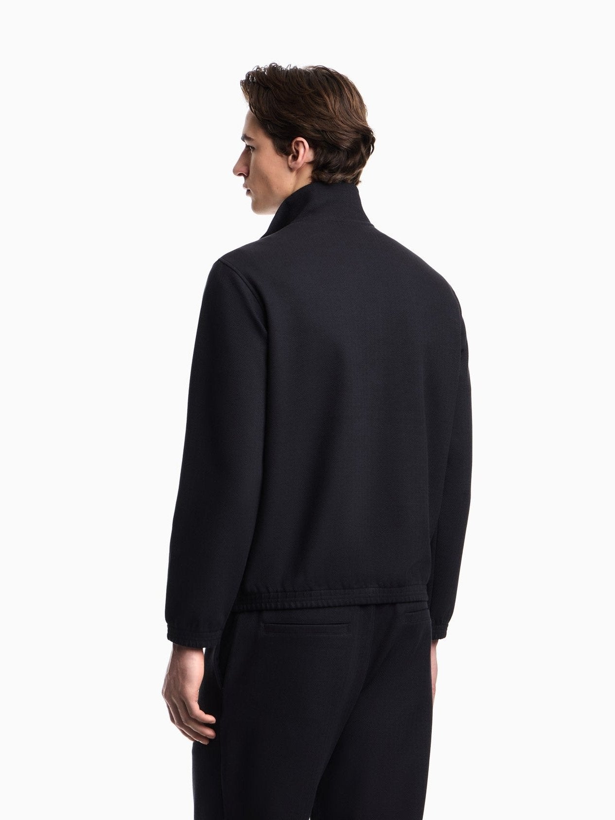 Full-zip sweatshirt in a Lyocell-blend jacquard interlock jersey