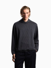 Hooded sweatshirt in plated-effect canneté