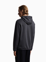 Hooded sweatshirt in plated-effect canneté