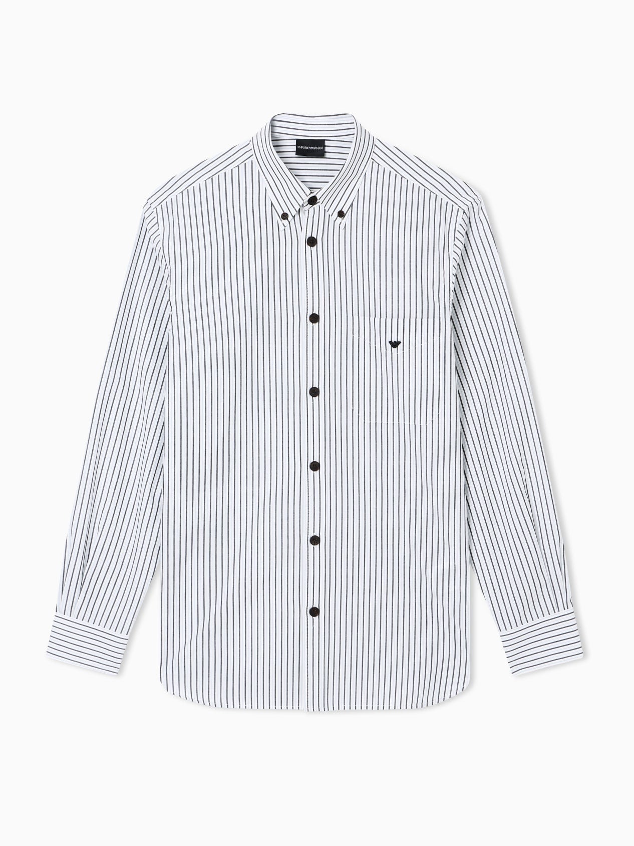 Striped yarn-dyed fabric button-down shirt