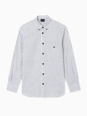 Striped yarn-dyed fabric button-down shirt