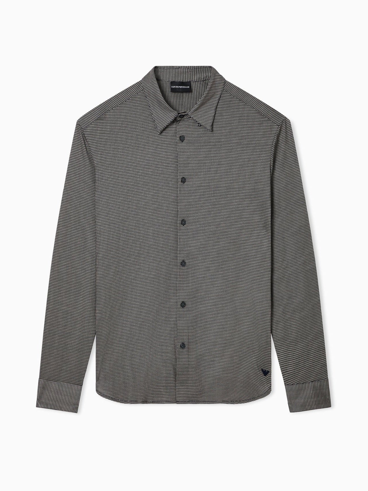 Lyocell-blend jersey shirt with all-over micro-pattern print