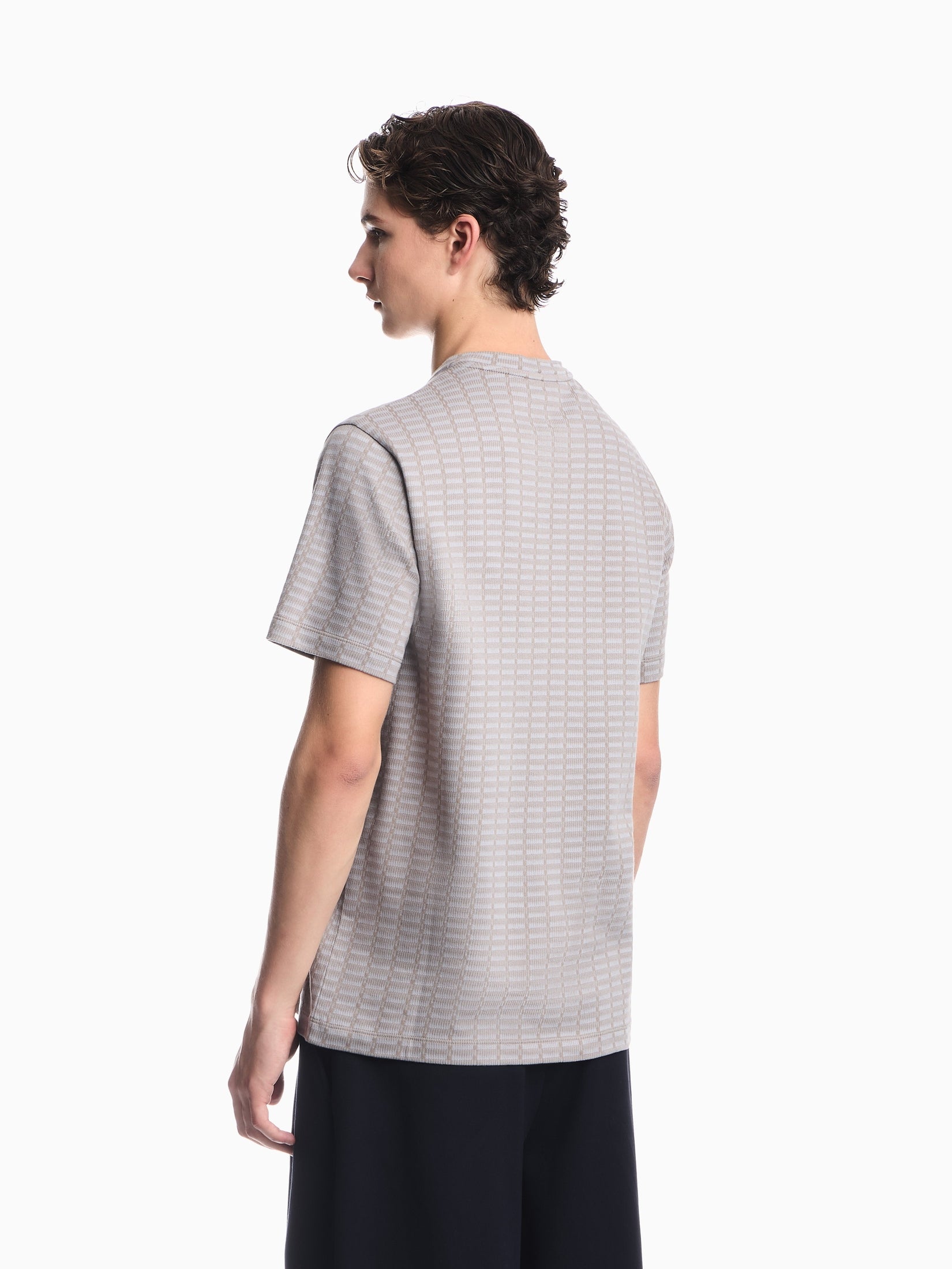 Jersey jacquard knit-effect T-shirt