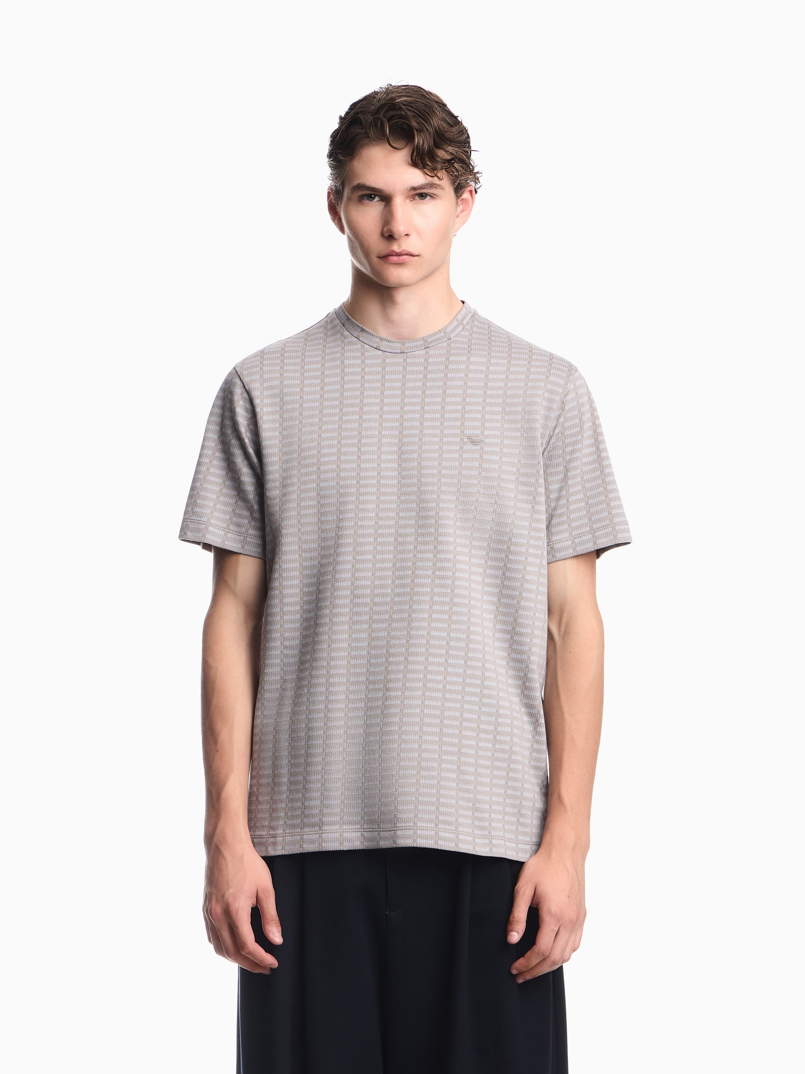Jersey jacquard knit-effect T-shirt
