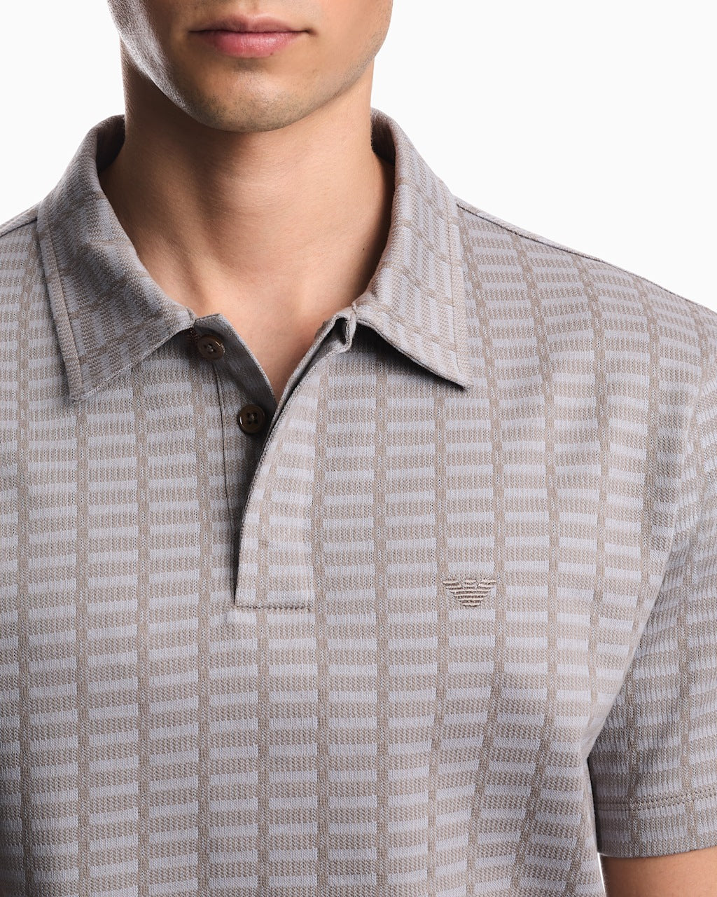 Polo in mouliné jacquard jersey
