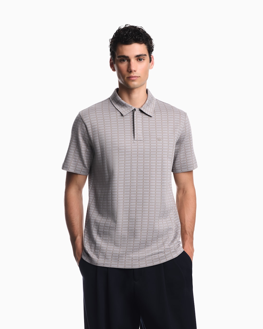 Polo in mouliné jacquard jersey
