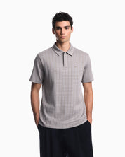Polo in mouliné jacquard jersey