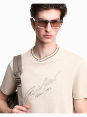 Slim-fit, heavy jersey T-shirt with logo signature embroidery