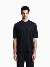 Oversized jersey T-shirt with used-effect logo print