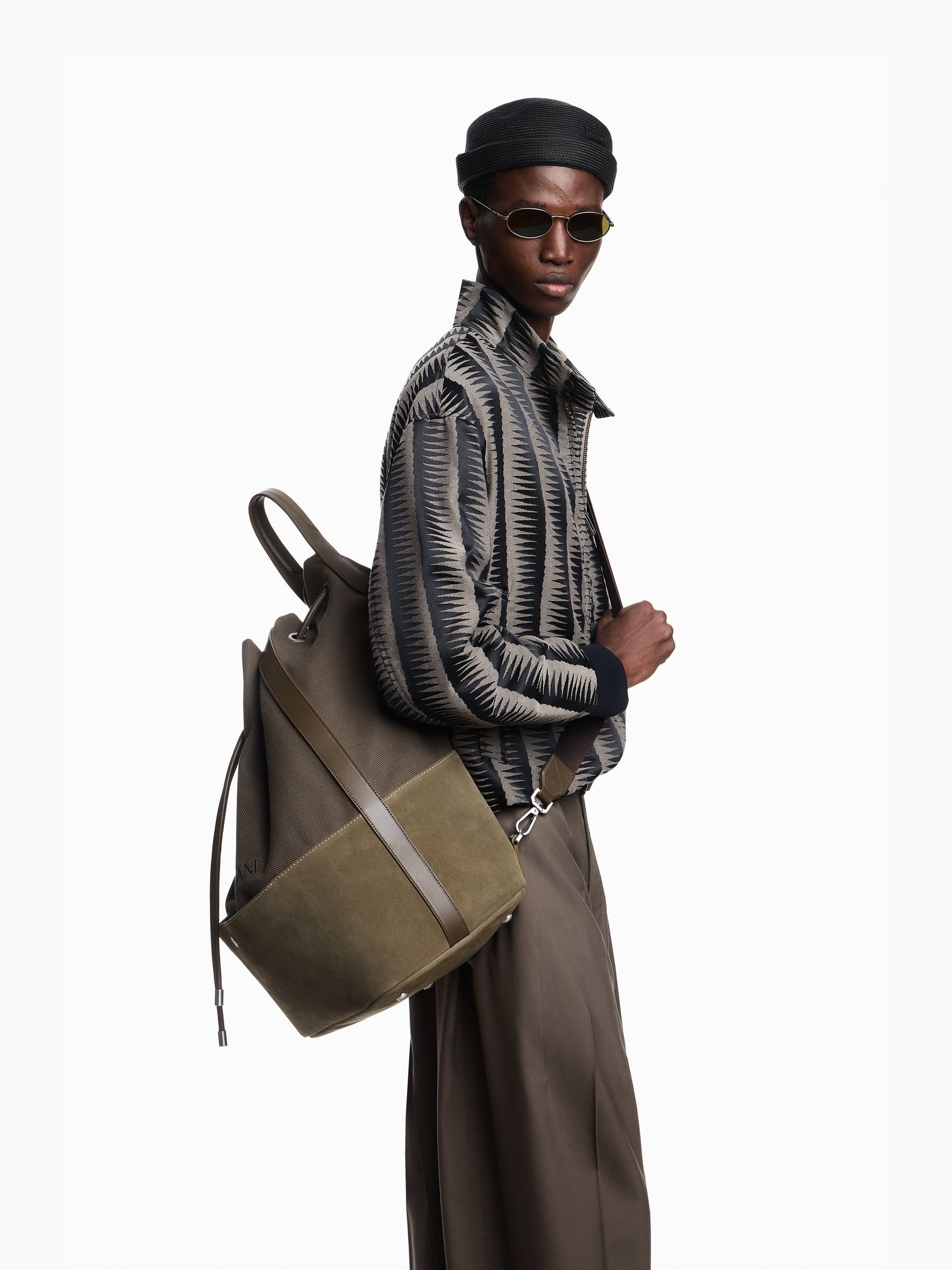 Blouson in Jacquard Fabric with Op-Art Motif