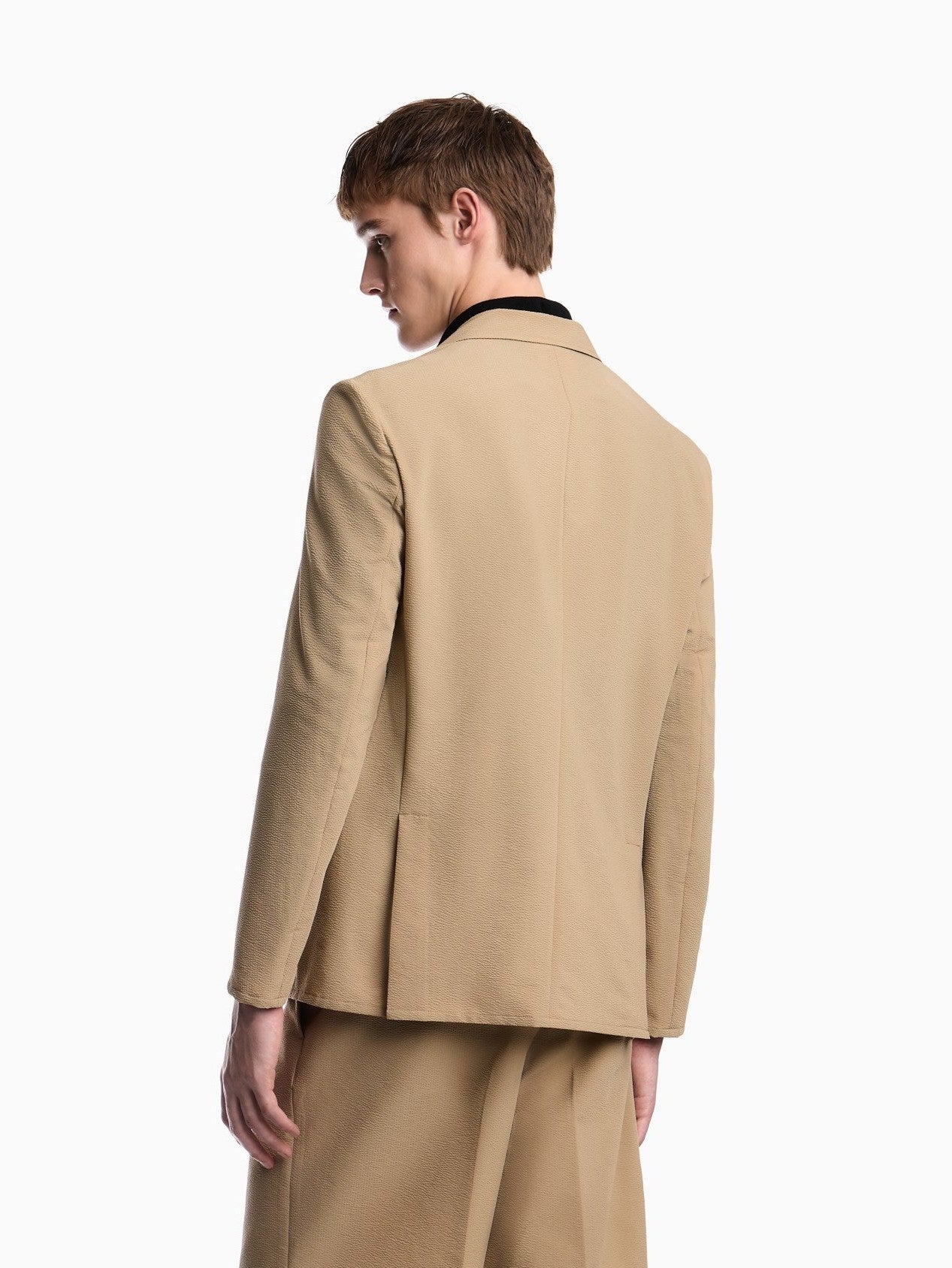 Seersucker blazer with down padding and a regular fit