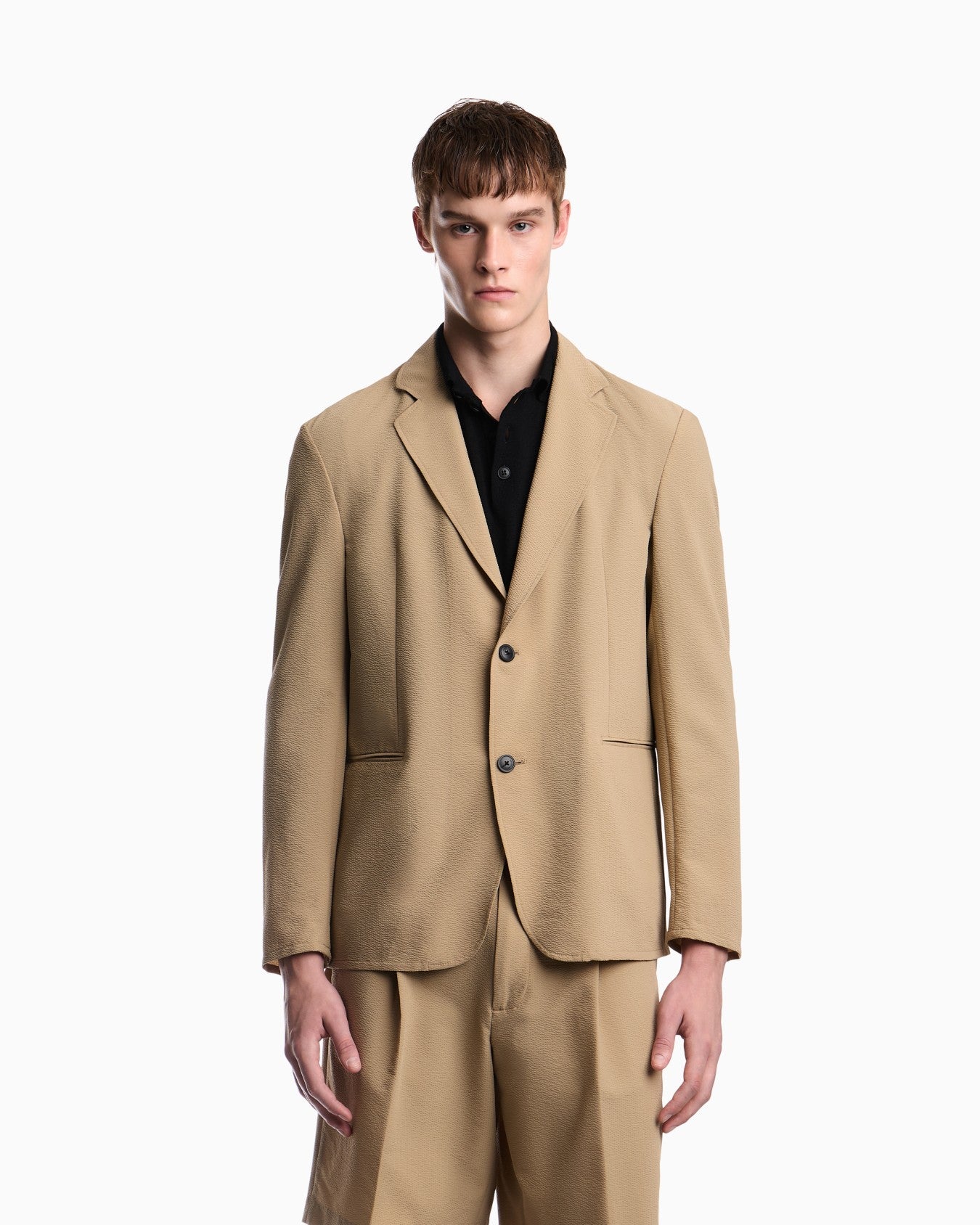 Seersucker blazer with down padding and a regular fit