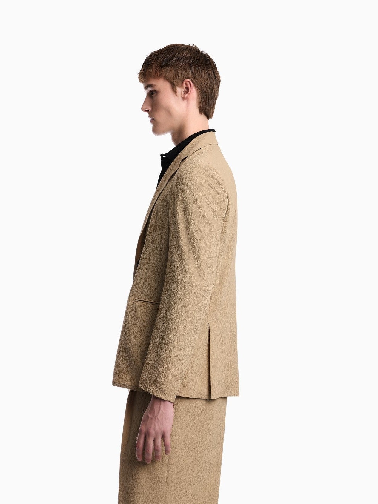 Seersucker blazer with down padding and a regular fit
