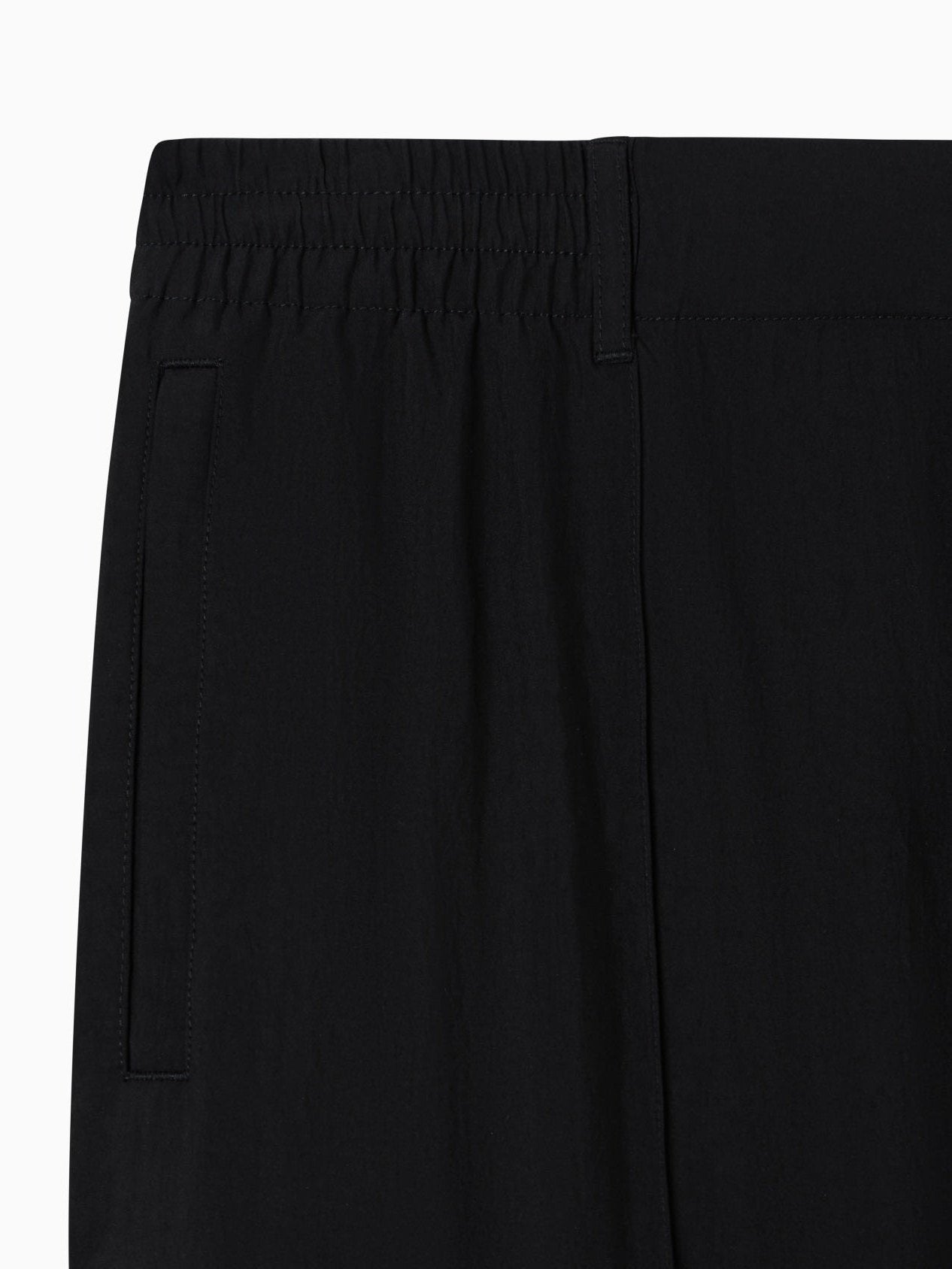 Nylon trousers with front ribs