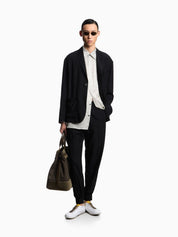 Nylon trousers with front ribs