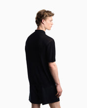 Polo collar sweater in wool and lyocell blend