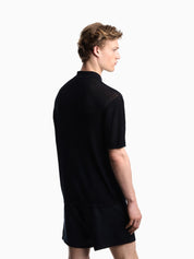 Polo collar sweater in wool and lyocell blend