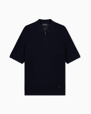 Polo collar sweater in wool and lyocell blend