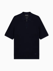 Polo collar sweater in wool and lyocell blend