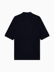 Polo collar sweater in wool and lyocell blend