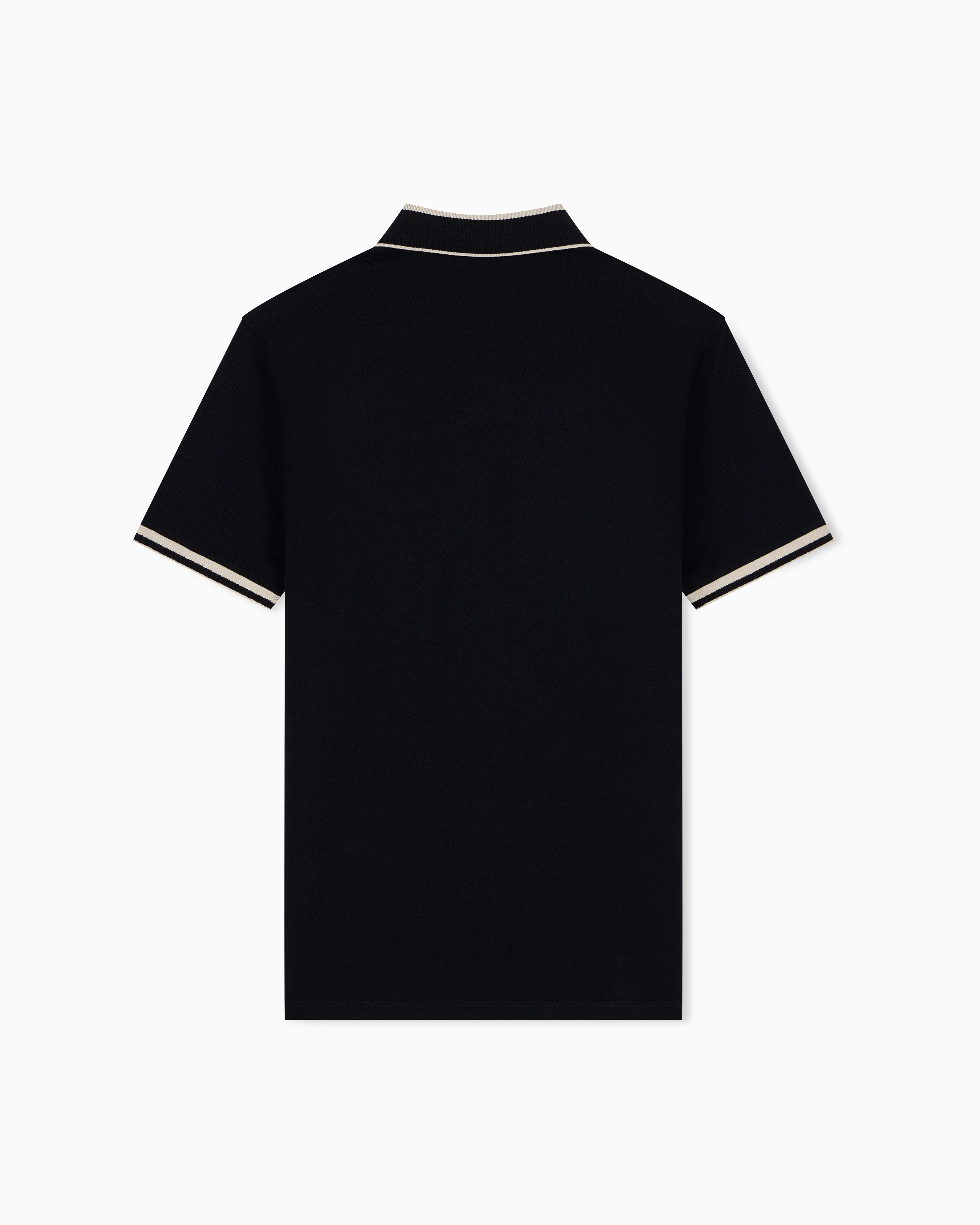 Piqué polo shirt with stripe detail on the collar