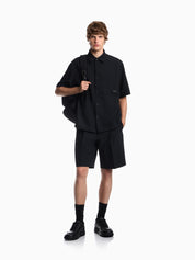Seersucker shirt with down padding and rib details