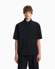Seersucker shirt with down padding and rib details