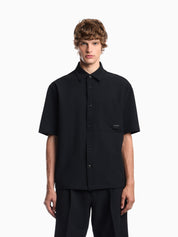 Seersucker shirt with down padding and rib details