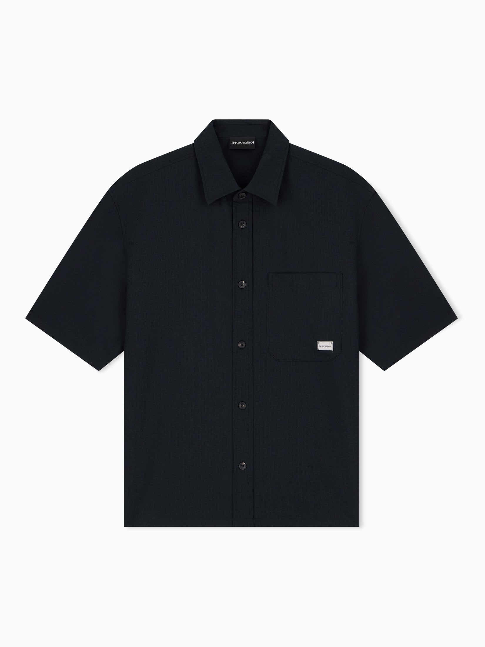 Seersucker shirt with down padding and rib details