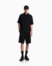 Seersucker shirt with down padding and rib details