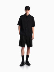 Seersucker shirt with down padding and rib details