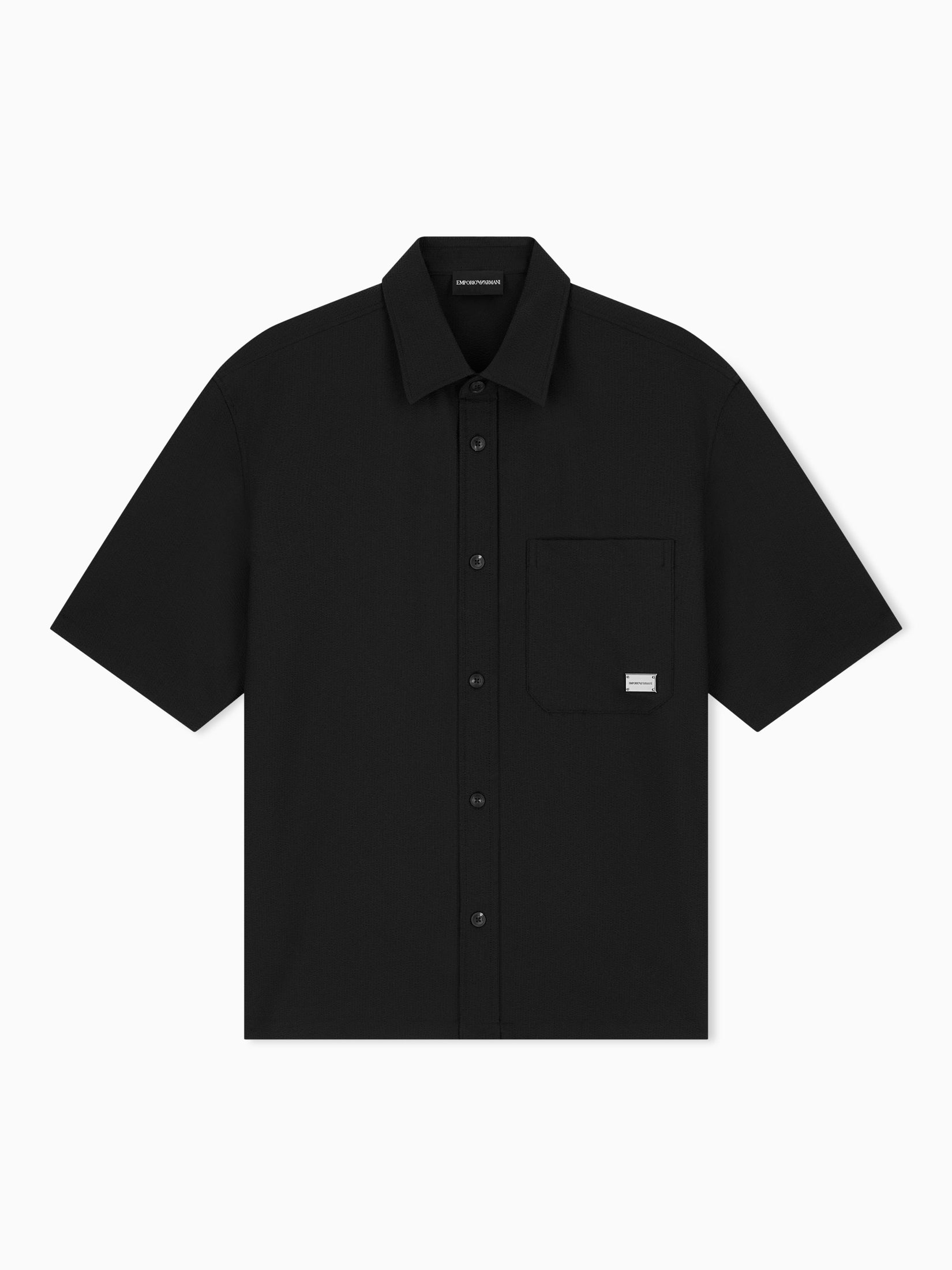 Seersucker shirt with down padding and rib details