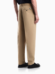 Seersucker trousers with down and feather padding